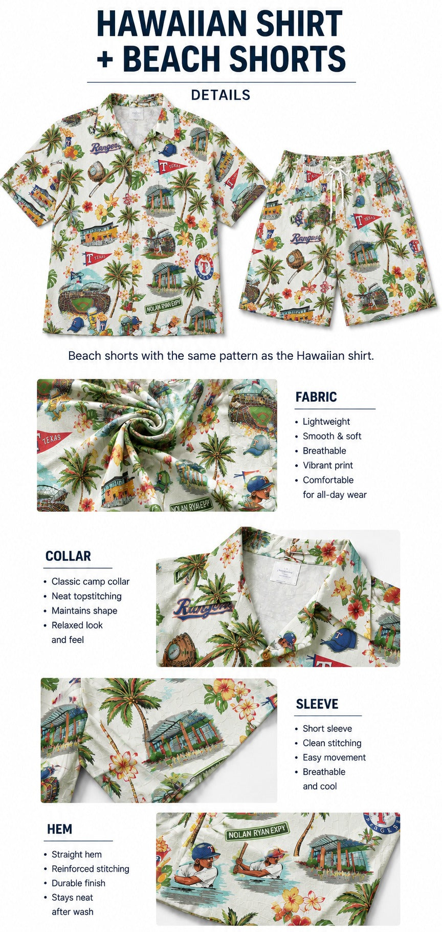 CC Baseball Teams Scenic Pattern Button-Up Unisex Hawaiian Shirt For Men and Women
