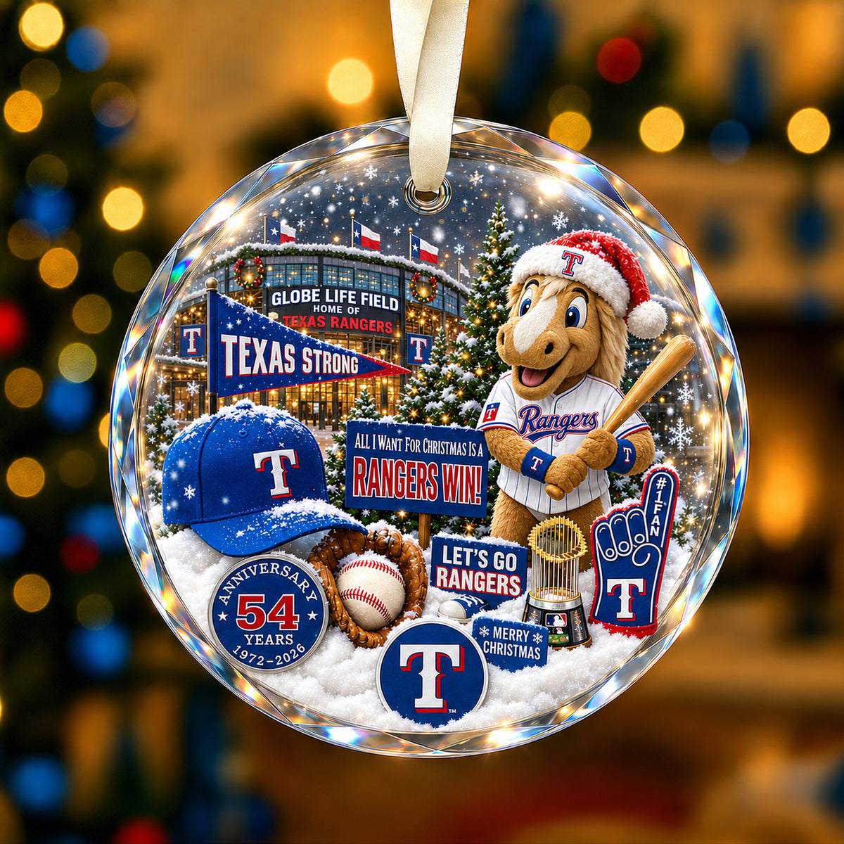 All Baseball Teams Christmas Snow Vibe Round Glass Ornament  With Red Gift Box | 5to9vibe