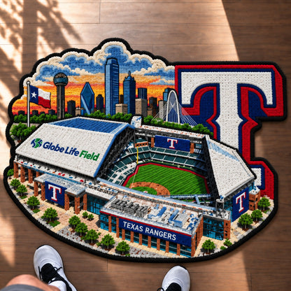 All Baseball Teams Logo Stadium Area Baseball Fan Custom Shape Rug Print Premium Welcome Mat Washable Black Border Personalized Baseball Custom Shape Rug