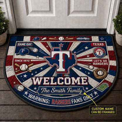 Official-Inspired Baseball Fan Custom Quilted Print Premium Welcome Mat Washable Black Border – Personalized Baseball Doormat