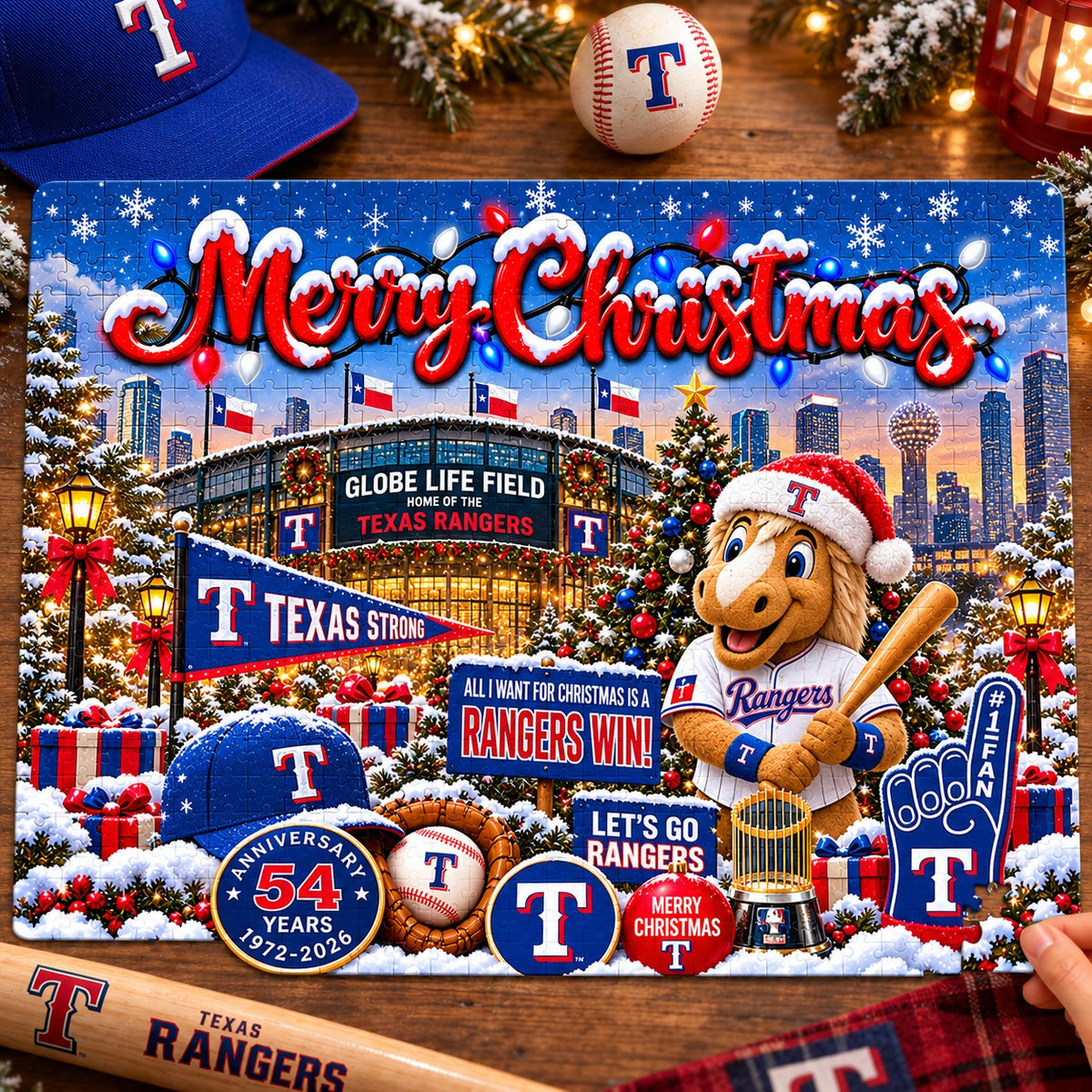 All Baseball Teams Baseball Stadium Personalized  Christmas Jigsaw Puzzle – Choose Your Team, 500 Pieces