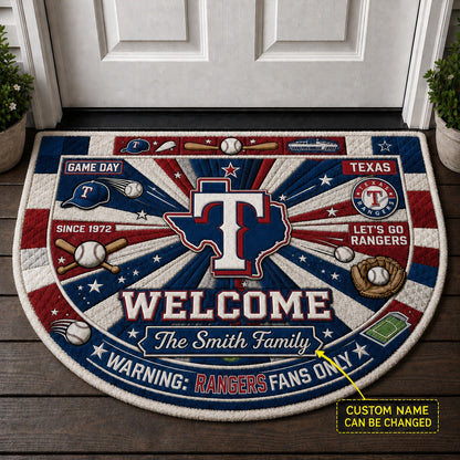 Official-Inspired Baseball Fan Custom Quilted Print Premium Welcome Mat Washable Black Border – Personalized Baseball Doormat