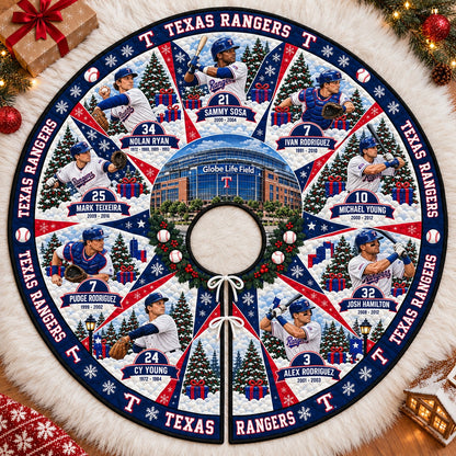 All Baseball Teams Vintage Players & Stadium Holiday Quilt Christmas Skirt Tree for Baseball Fans - 5To9Vibe