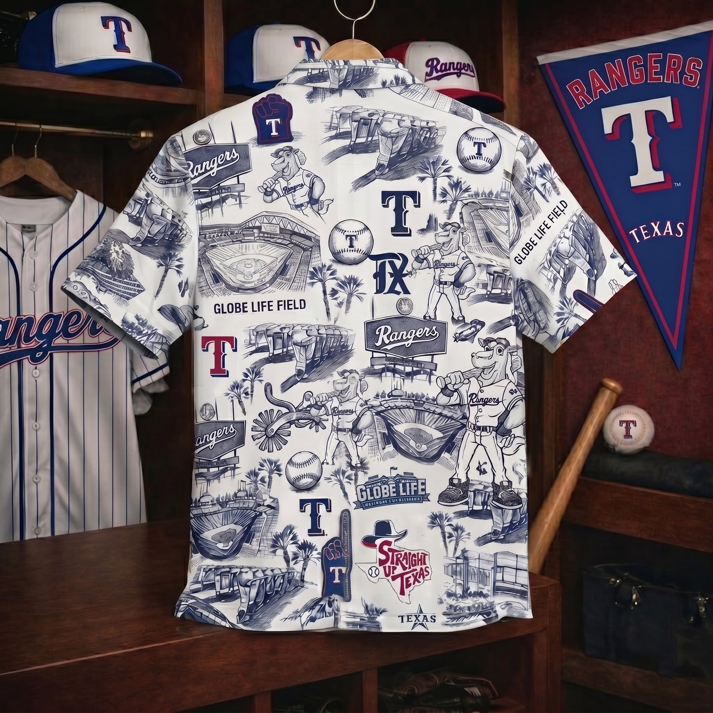 TR Baseball Stadium Slogan Legacy Vintage Unisex Button-Up Hawaiian Shirt