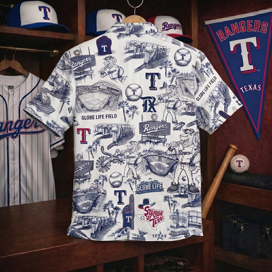 TR Baseball Stadium Slogan Legacy Vintage Unisex Button-Up Hawaiian Shirt