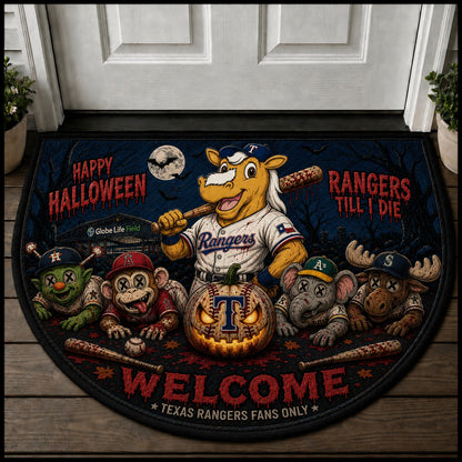 Baseball Halloween All Teams Custom Quilted Print Premium Welcome Mat – Personalized Baseball Doormat