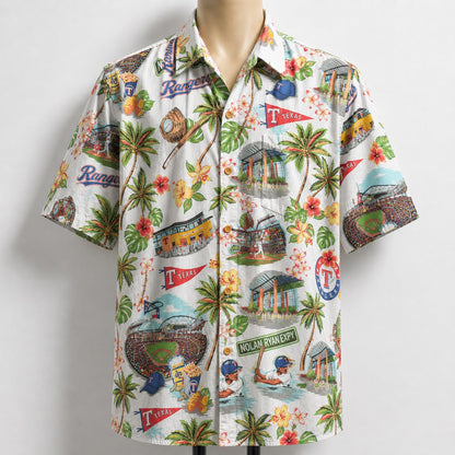 CC Baseball Teams Scenic Pattern Button-Up Unisex Hawaiian Shirt For Men and Women