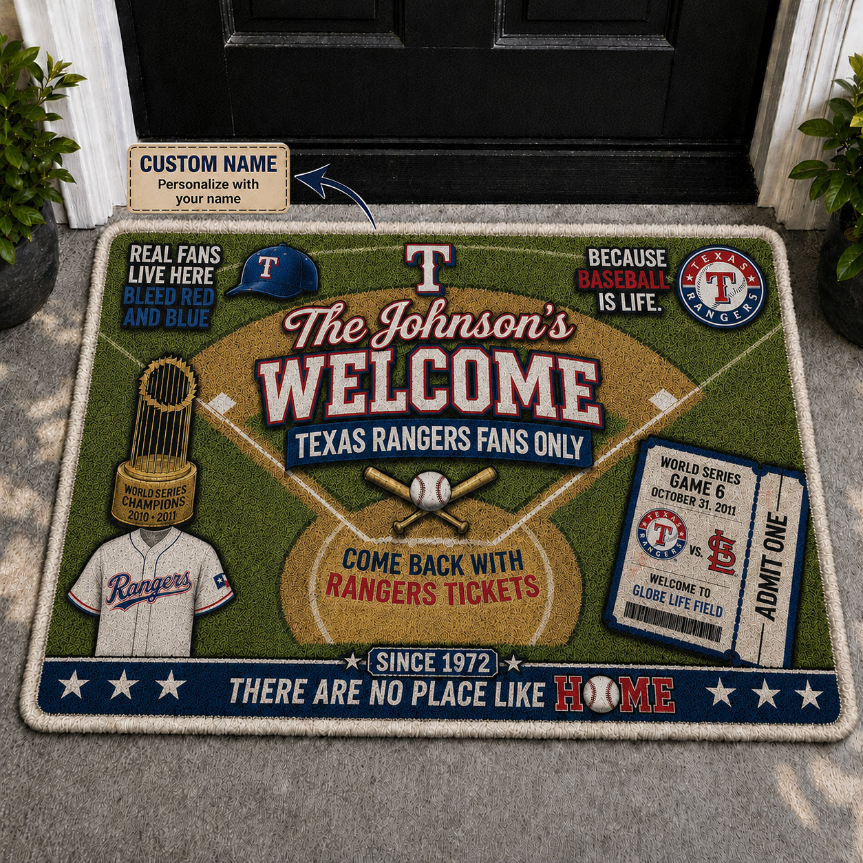 Alfombra personalizada de bienvenida premium de equipo de la MLB – Felpudo de béisbol personalizado