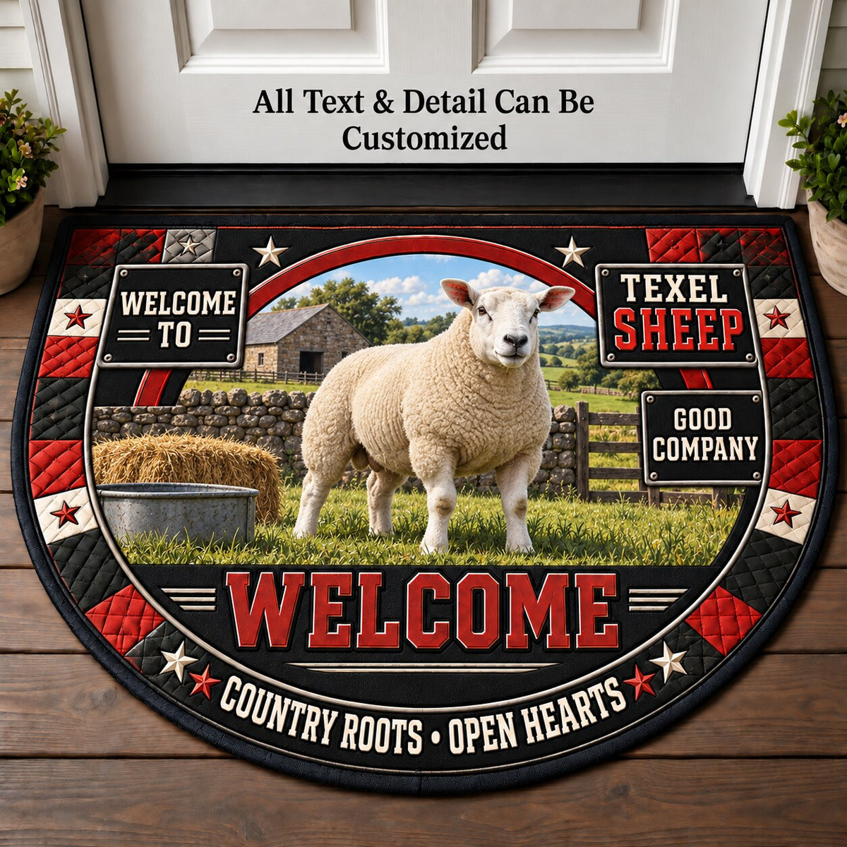 Texel Sheep Personalized Half Round Mat | 5To9Vibe