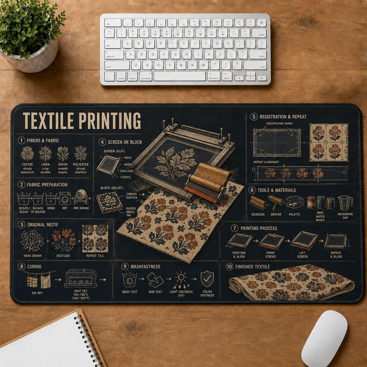 Textile Printing Creative Reference Guide Desk Mat | 5To9Vibe