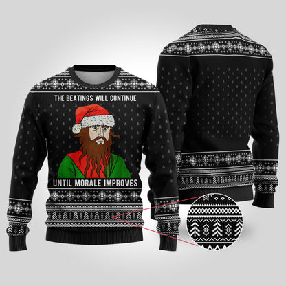The Beatings Blackbeard Black Funny Ugly Christmas Sweater - Funny Ugly Christmas Sweater