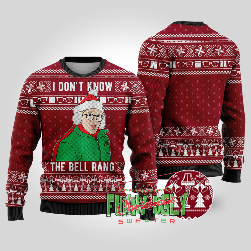 The Bell Rang A Christmas Story Funny Sweater Cardinal Red