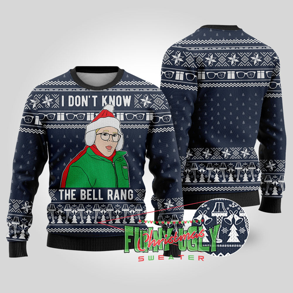 The Bell Rang A Christmas Story Funny Sweater Navy