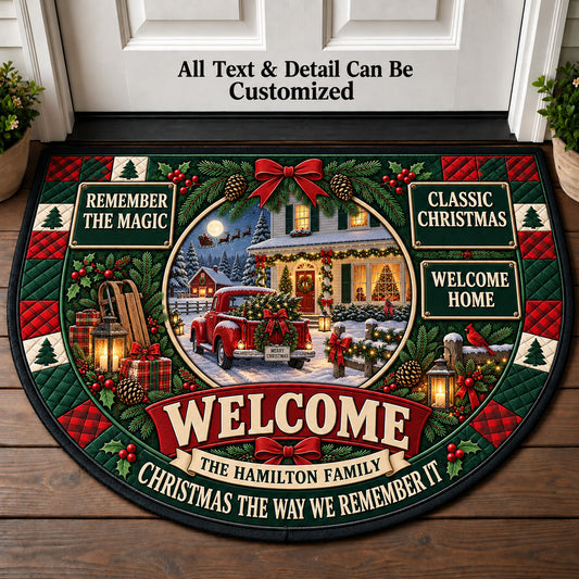 The Christmas We Remember Personalized Half Round Mat | 5To9Vibe