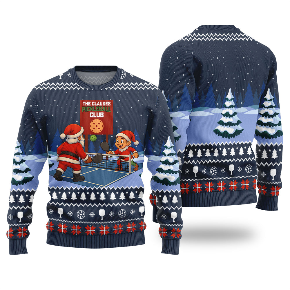The Clauses Pickleball Club Ugly Christmas Sweater