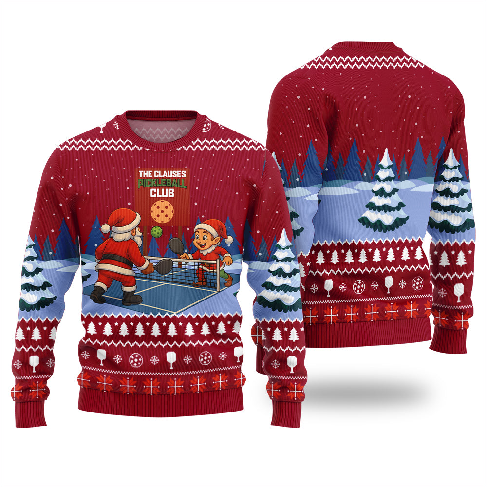 The Clauses Pickleball Club Ugly Christmas Sweater