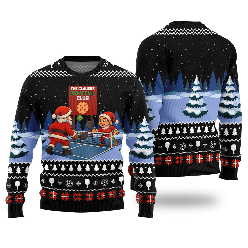 The Clauses Pickleball Club Ugly Christmas Sweater