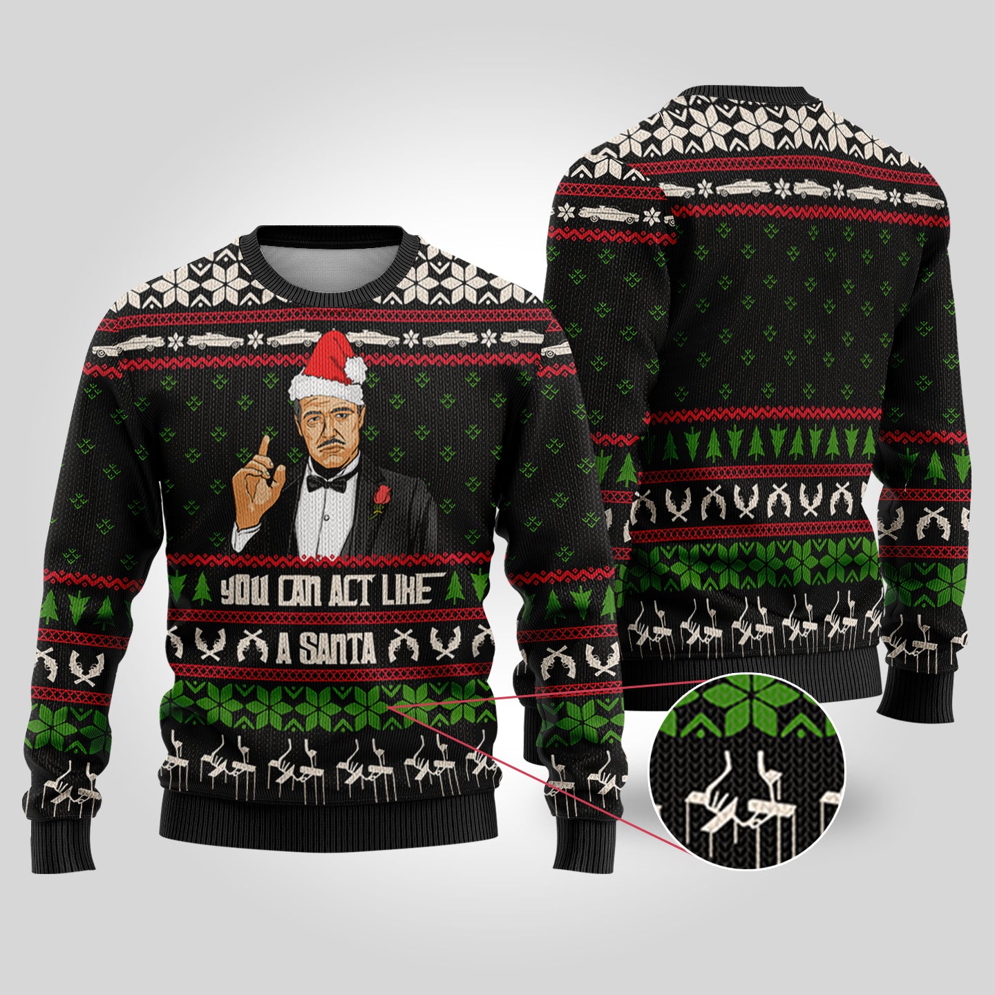 The Godfather Ugly Christmas Sweater Black - Funny Ugly Christmas Sweater