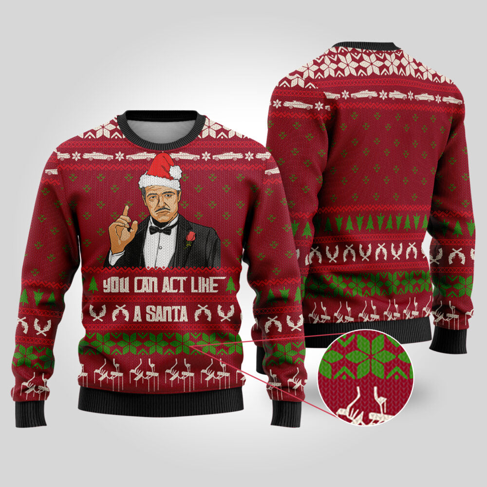 The Godfather Ugly Christmas Sweater Cardinal Red - Funny Ugly Christmas Sweater