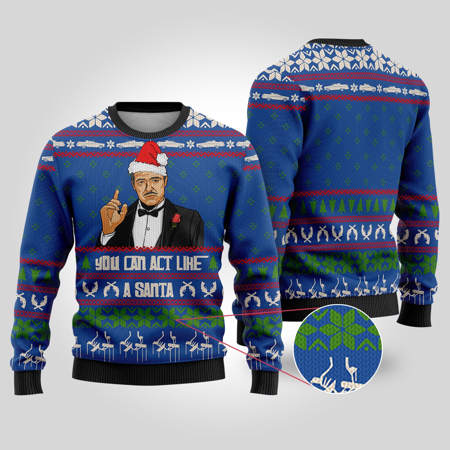 The Godfather Ugly Christmas Sweater Royal - Funny Ugly Christmas Sweater