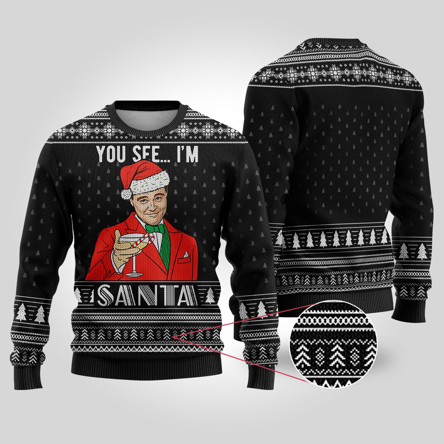 The Great Gatsby Funny Santa DiCaprio Ugly Sweater Black