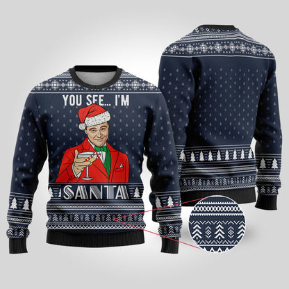 The Great Gatsby Funny Santa DiCaprio Ugly Sweater Navy
