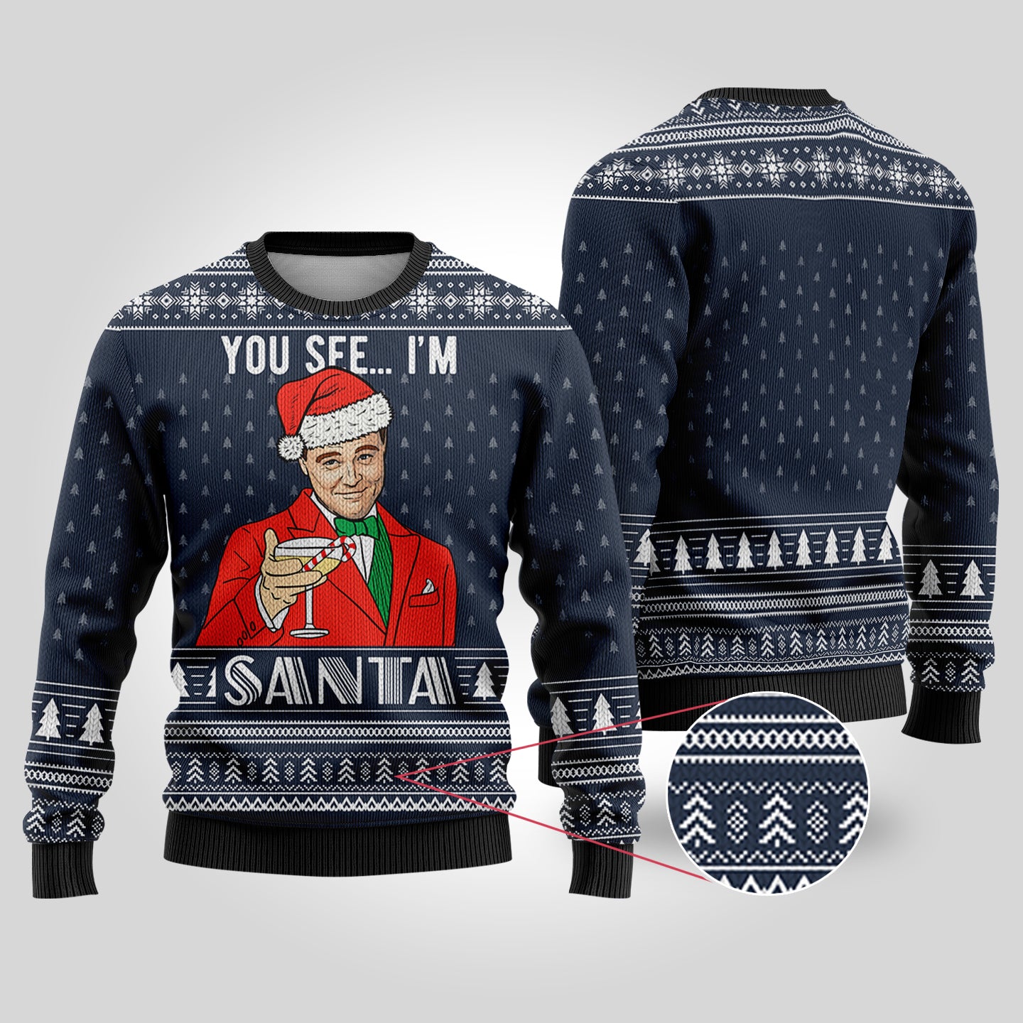 The Great Gatsby Funny Santa DiCaprio Ugly Sweater Navy