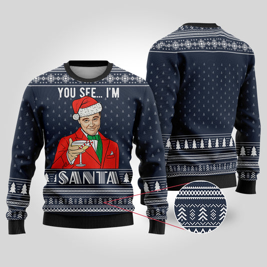 The Great Gatsby Funny Santa DiCaprio Ugly Sweater Navy
