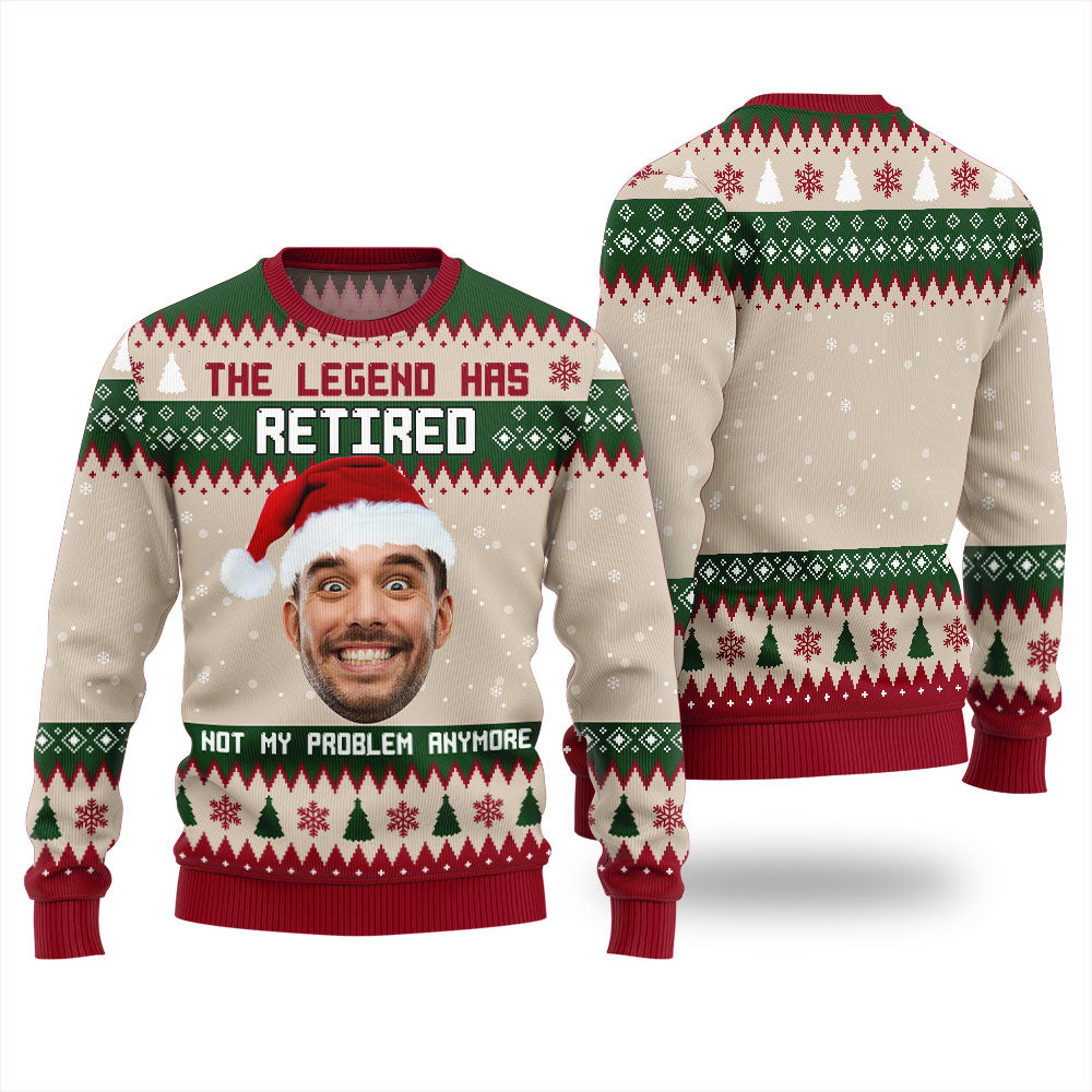 The Legend Has Retired Custom Face Mens Christmas Sweater