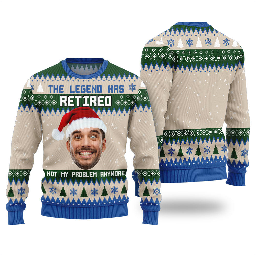 Retirement Custom Face Christmas Sweater Women