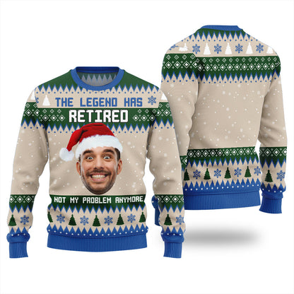 The Legend Has Retired Custom Face Mens Christmas Sweater