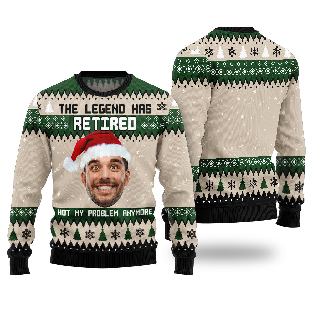 Retirement Custom Face Christmas Sweater Women