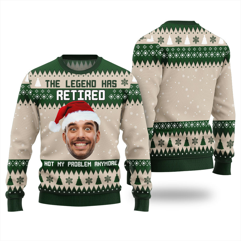 Retirement Custom Face Christmas Sweater Women