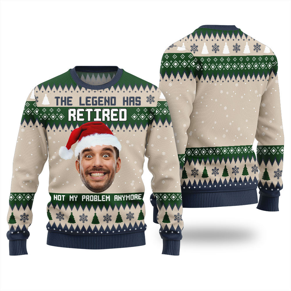 Retirement Custom Face Christmas Sweater Women