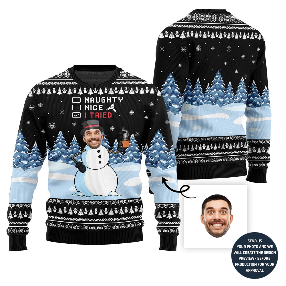 The Snowman Custom Face Ugly Sweater