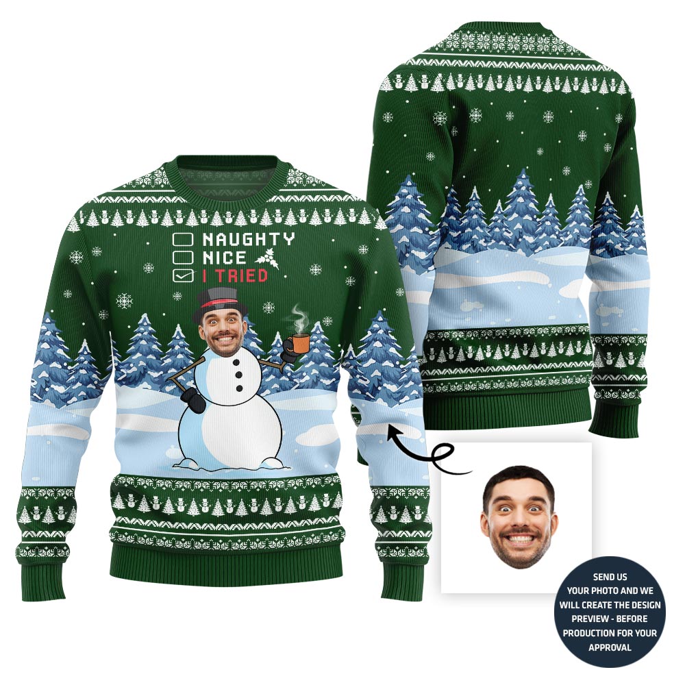 The Snowman Custom Face Ugly Sweater
