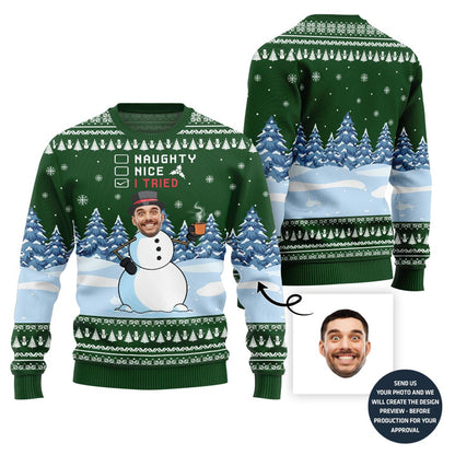 The Snowman Custom Face Ugly Sweater
