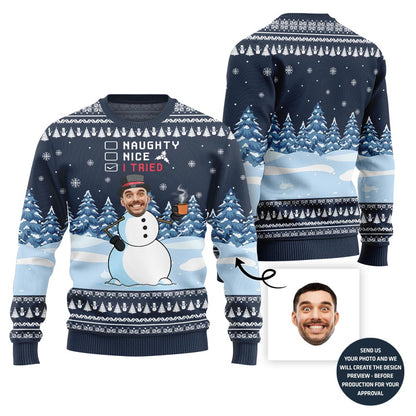 The Snowman Custom Face Ugly Sweater