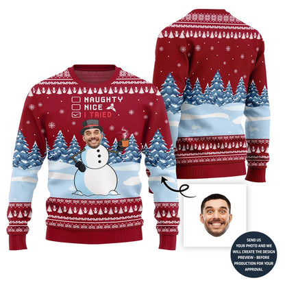 The Snowman Custom Face Ugly Sweater
