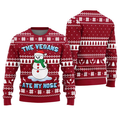 The Vegans Eat My Nose Snowman Christmas Ugly Sweater Women's