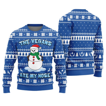 The Vegans Ate My Nose Snowman Ugly Christmas Sweater