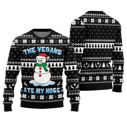 The Vegans Eat My Nose Snowman Christmas Sweater Men