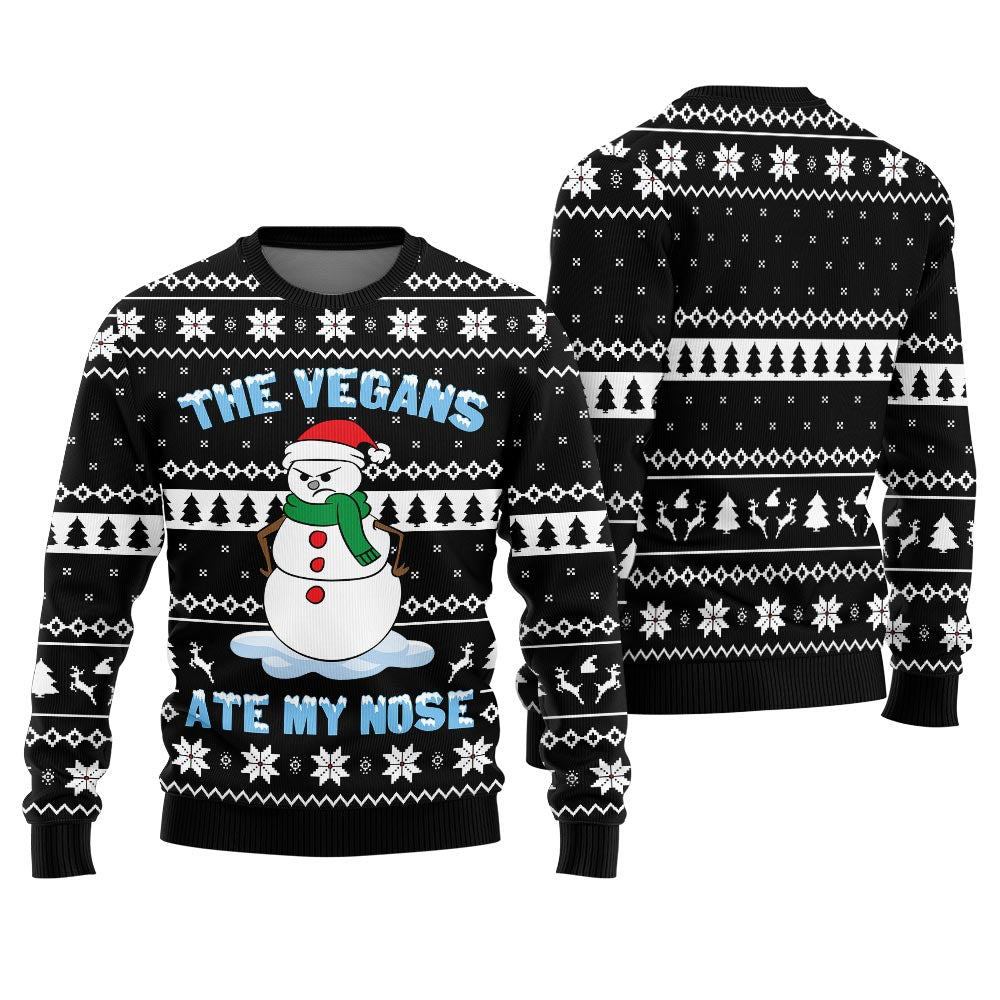 The Vegans Ate My Nose Snowman Ugly Christmas Sweater