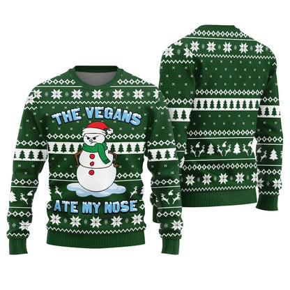 The Vegans Ate My Nose Snowman Ugly Christmas Sweater