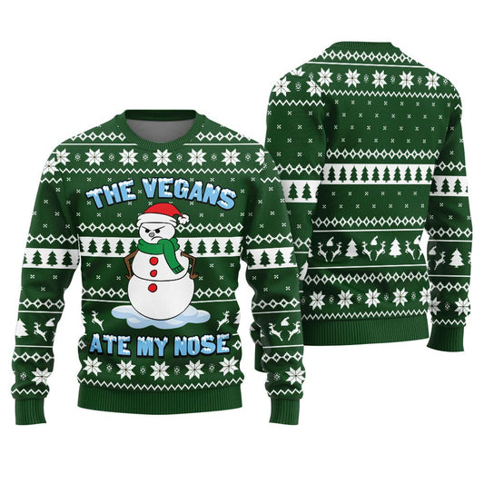 The Vegans Ate My Nose Snowman Ugly Christmas Sweater