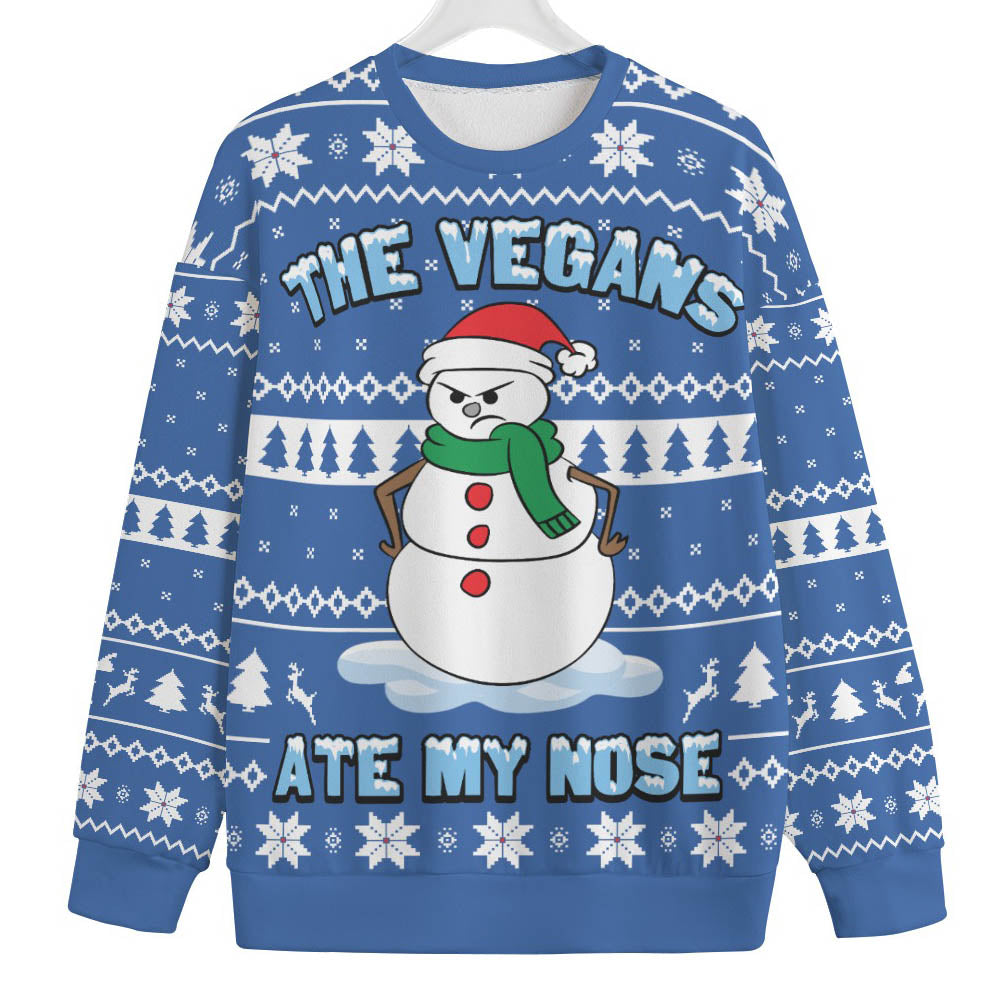 The Vegans Eat My Nose Snowman Men's Big And Tall Christmas Sweater