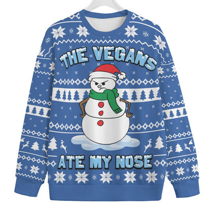 The Vegans Eat My Nose Snowman Men's Big And Tall Christmas Sweater