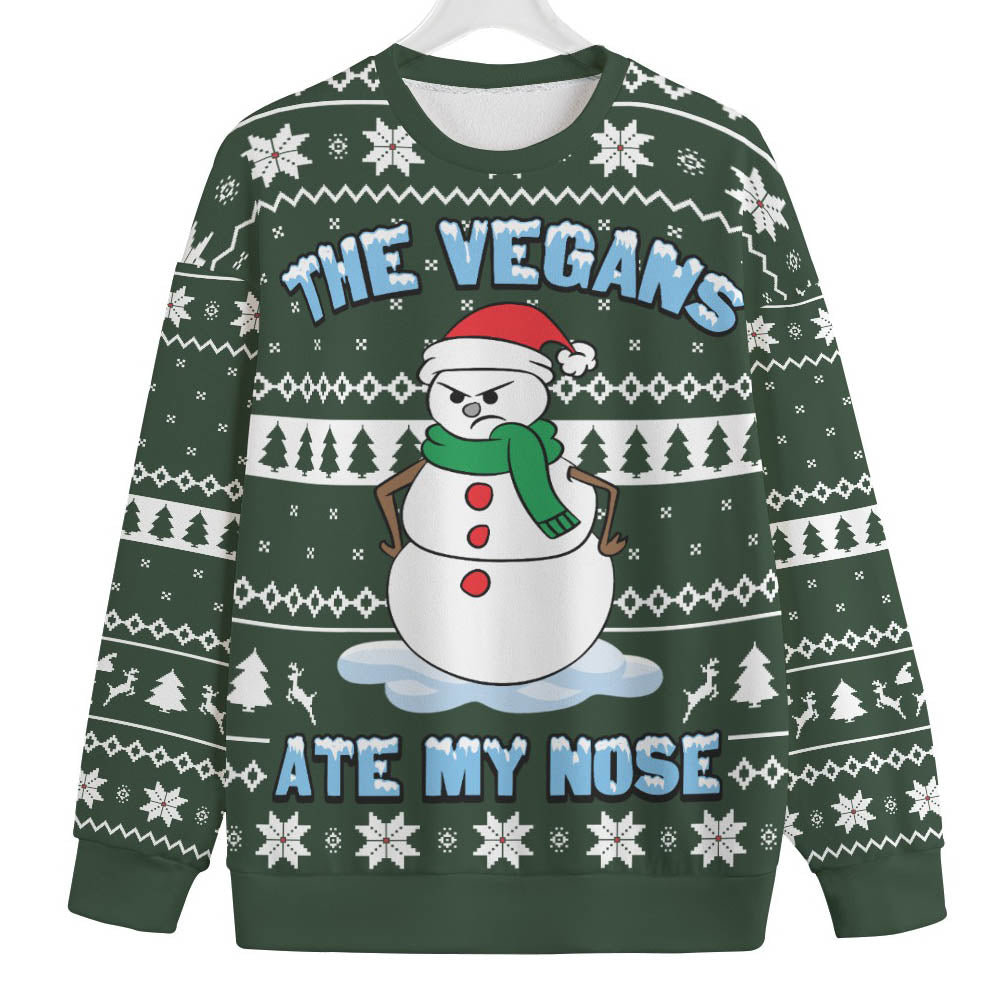 The Vegans Eat My Nose Snowman Men's Big And Tall Christmas Sweater