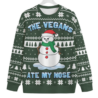 The Vegans Eat My Nose Snowman Men's Big And Tall Christmas Sweater