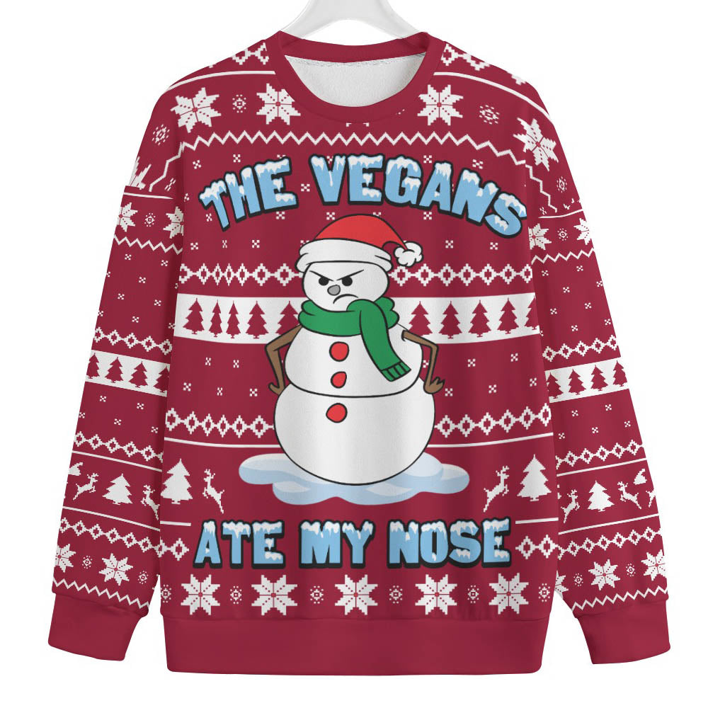 The Vegans Eat My Nose Snowman Men's Big And Tall Christmas Sweater